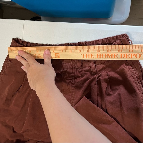 BDG Urban Outfitters Drew Pleated Poplin Trousers Rust Brown Large R2 - Picture 11 of 11